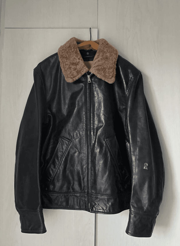 Premium Stone Island Black Leather Jacket XXL, Excellent Condition